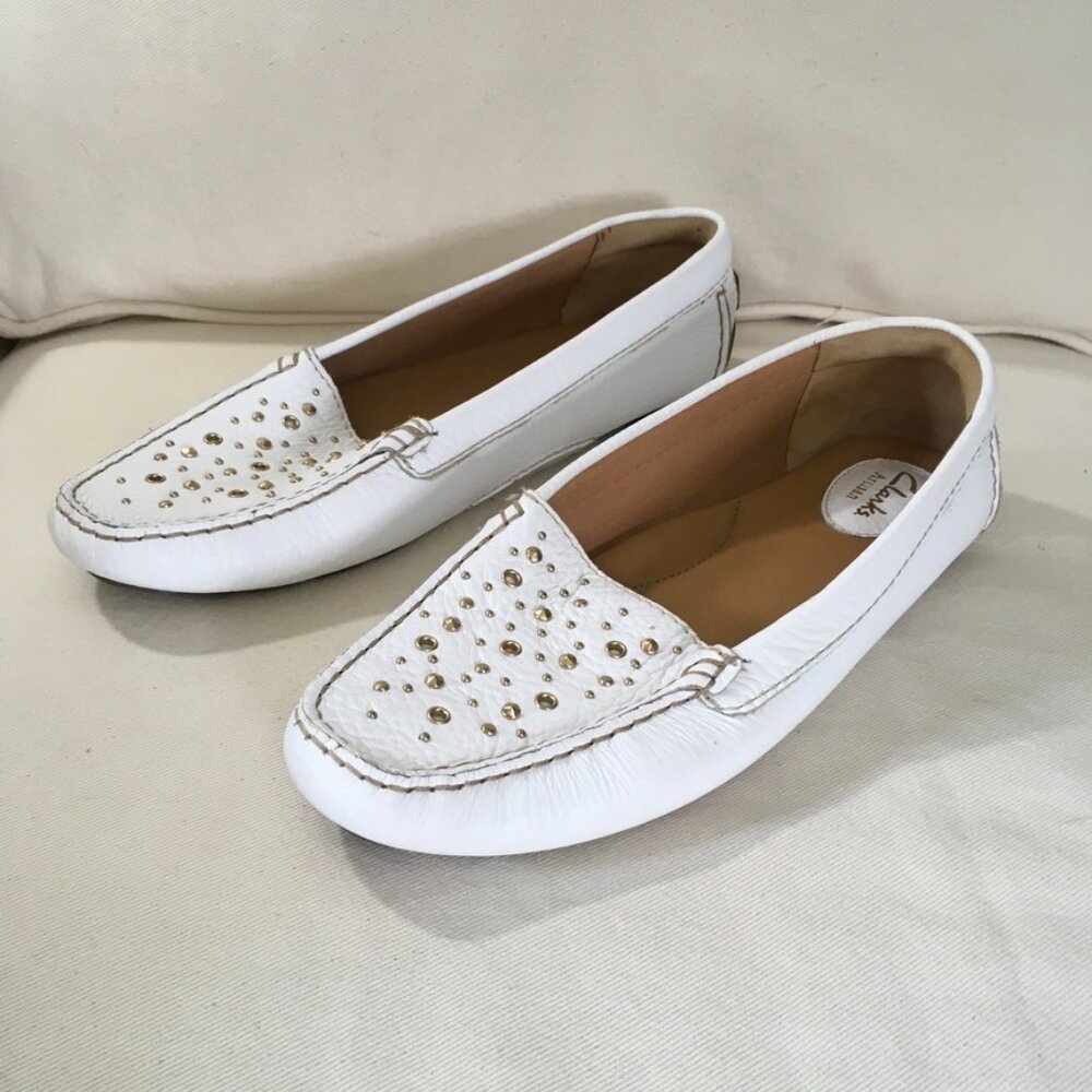 Clarks Artisan White Leather Slip-ons NWOT